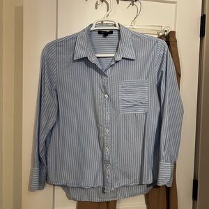 Ellen Tracy Light Blue Striped Button Down Shirt
